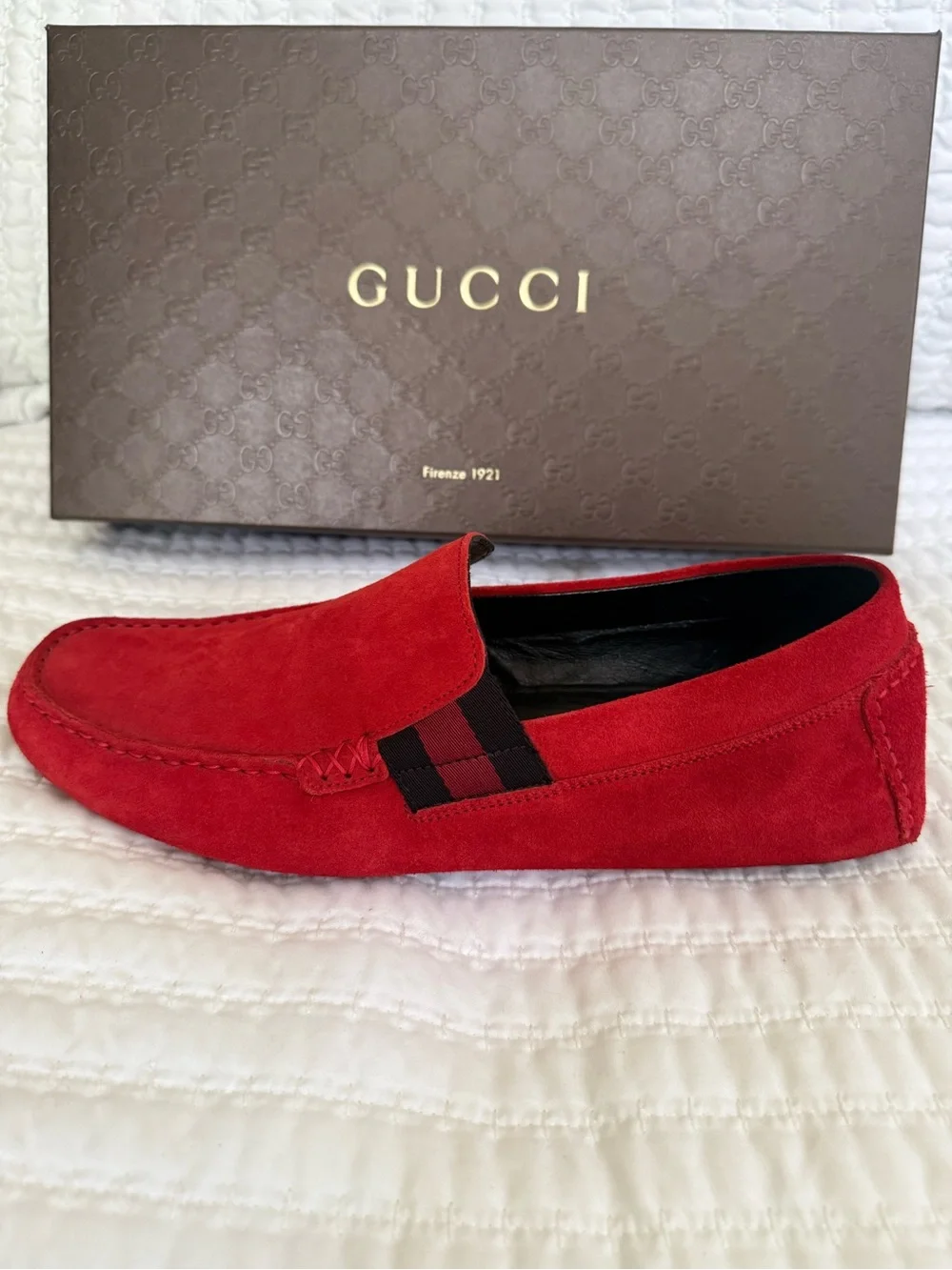 Gucci Men’s Red Suede Driving Loafers